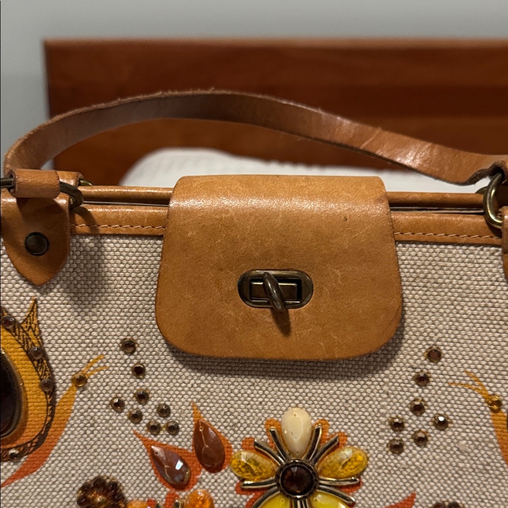 WONDERLAND  Collins of Texas jeweled oranges and golden Tote - Picture 6 of 16